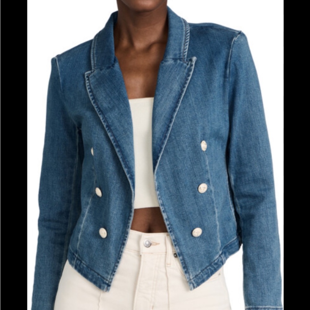 L’agence Wayne cropped denim XS denim jacket sailor buttons